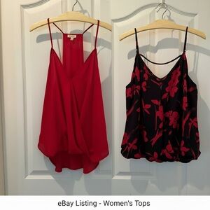 2 shirt bundle - Floral Spaghetti Strap Top - Red and Black and Red top